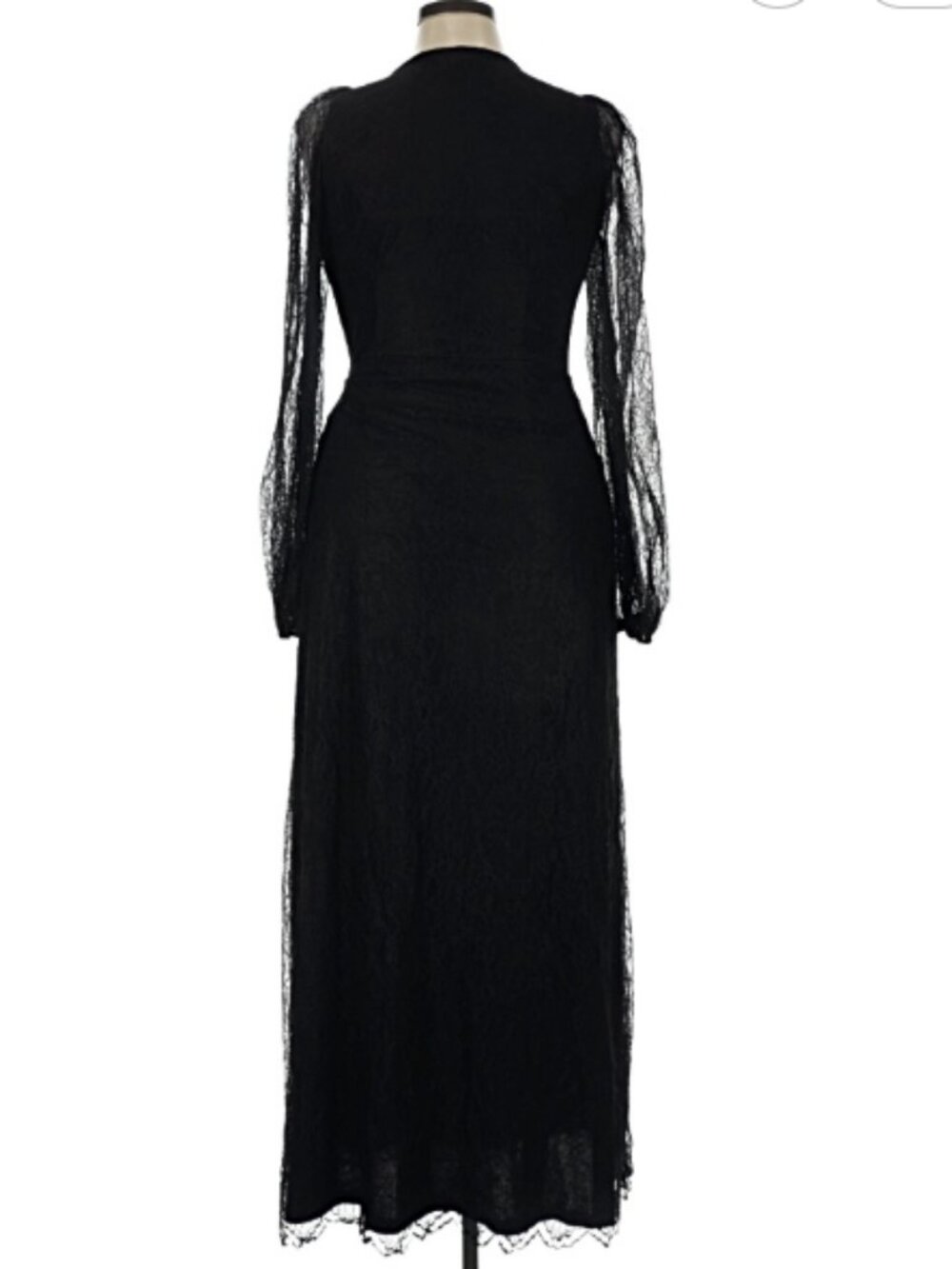 La Femme en Noir Black Widow Wrap Gown in Black Lace size XL by Micheline Pitt - Picture 6 of 7